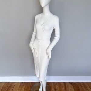 $178 Marciano Sebastian Sweater Dress White Bodycon Stretch Midi Long Sleeve S